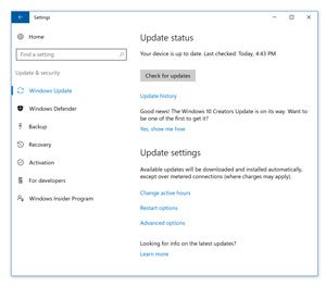 Windows Update dialog box.